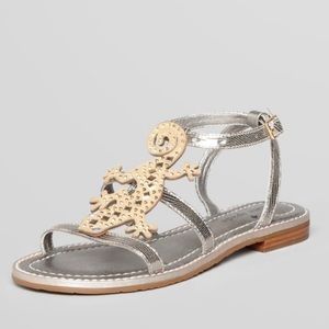 Kate Spade Womens 8.5 Sandals Lizard Studded Rhinestone Novelty Boho Hippie